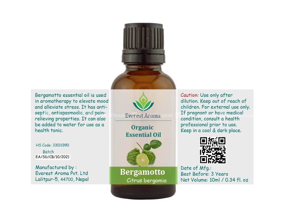 100% Pure organic Bergamot Essential Oil -10ml